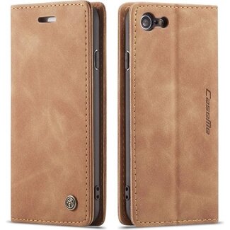 CaseMe Luxe bookcase geschikt voor Apple iPhone SE 2020 / SE 2022 - bruin - hoesje met ruimte voor pasjes - luxe design