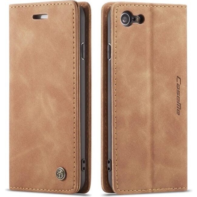 Luxe bookcase geschikt voor Apple iPhone SE 2020 / SE 2022 - bruin - hoesje met ruimte voor pasjes - luxe design