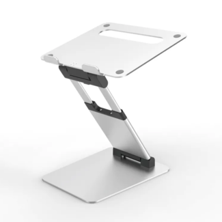 Case2go Ergonomische Laptop Standaard - In hoogte verstelbaar - Staand en zittend werken - Universele Laptophouder - Aluminium  - Zilver