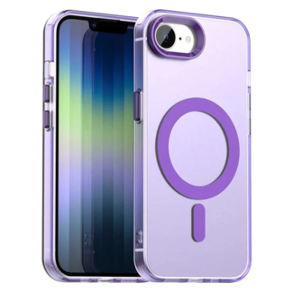 Case2go Case2go - Telefoonhoesje geschikt voor Apple iPhone 16E - Transparante backcover - Geschikt voor Magsafe - TPU - Anti-Drop - Paars