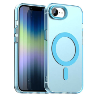 Case2go Case2go - Telefoonhoesje geschikt voor Apple iPhone 16E - Transparante backcover - Geschikt voor Magsafe - TPU - Anti-Drop - Blauw