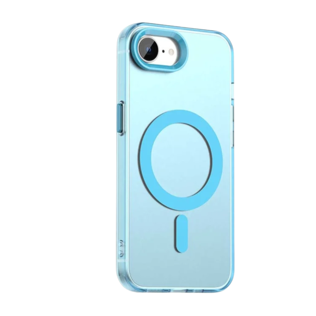 Case2go - Telefoonhoesje geschikt voor Apple iPhone 16E - Transparante backcover - Geschikt voor Magsafe - TPU - Anti-Drop - Blauw