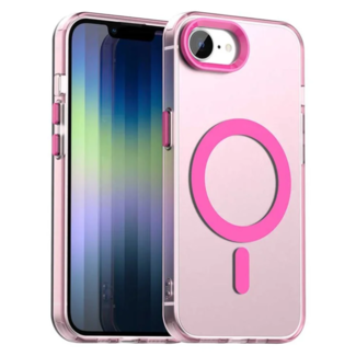 Case2go Case2go - Telefoonhoesje geschikt voor Apple iPhone 16E - Transparante backcover - Geschikt voor Magsafe - TPU - Anti-Drop - Roze