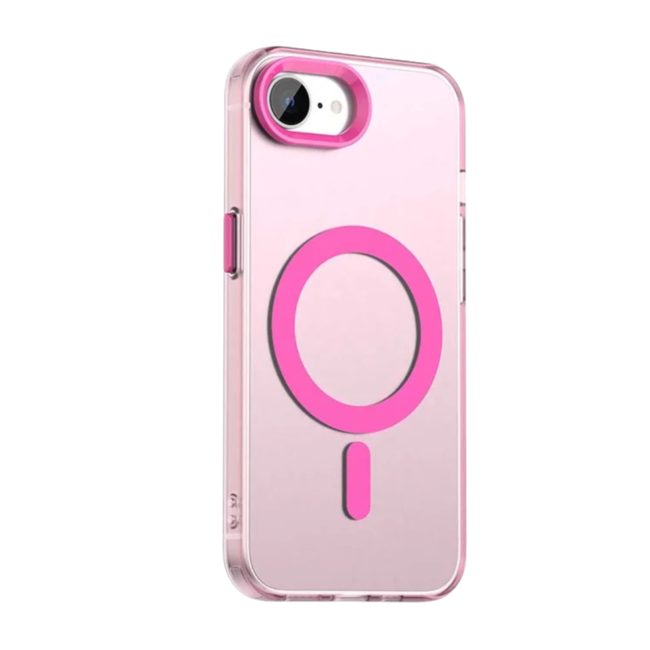 Case2go - Telefoonhoesje geschikt voor Apple iPhone 16E - Transparante backcover - Geschikt voor Magsafe - TPU - Anti-Drop - Roze