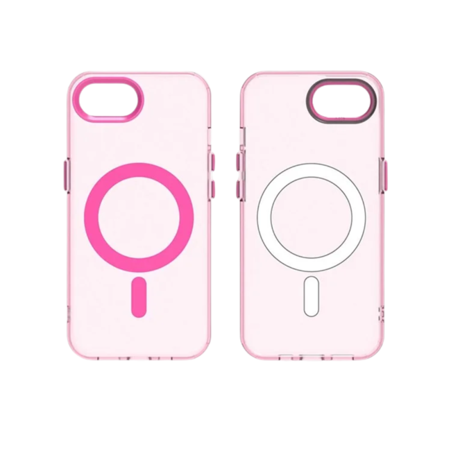 Case2go - Telefoonhoesje geschikt voor Apple iPhone 16E - Transparante backcover - Geschikt voor Magsafe - TPU - Anti-Drop - Roze