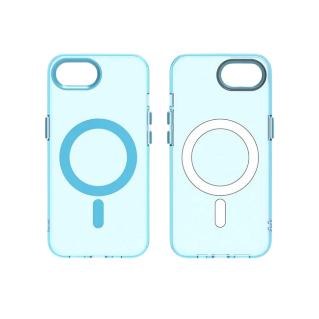Case2go - Telefoonhoesje geschikt voor Apple iPhone 16E - Transparante backcover - Geschikt voor Magsafe - TPU - Anti-Drop - Blauw