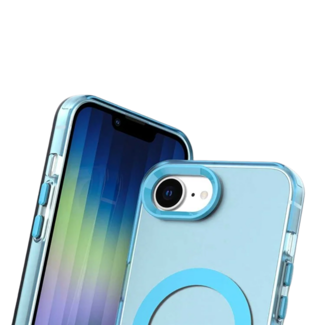 Case2go - Telefoonhoesje geschikt voor Apple iPhone 16E - Transparante backcover - Geschikt voor Magsafe - TPU - Anti-Drop - Blauw