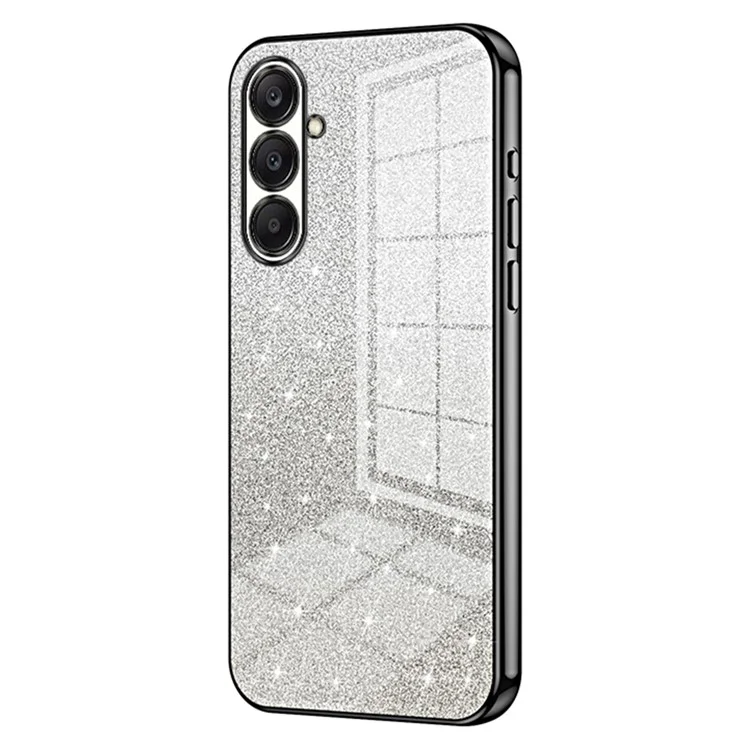 Case2go - Telefoonhoesje geschikt voor Samsung Galaxy A26 - Glitter Hoesje - Back Cover - TPU - Zwart afbeelding