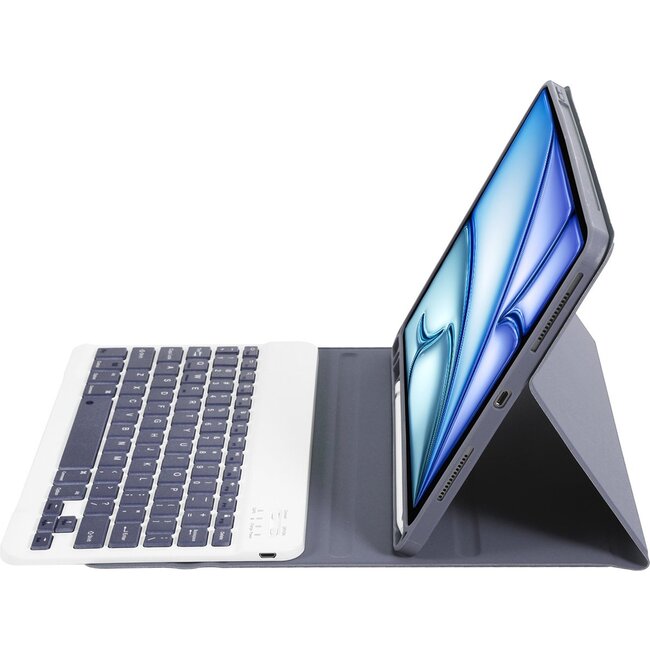 Case2go - Bluetooth Toetsenbord hoes geschikt voor Apple iPad Air (2024) / Apple iPad Air (2025) - 11 Inch - QWERTY - Auto Wake/Sleep functie - Met Pencil Houder - Paars