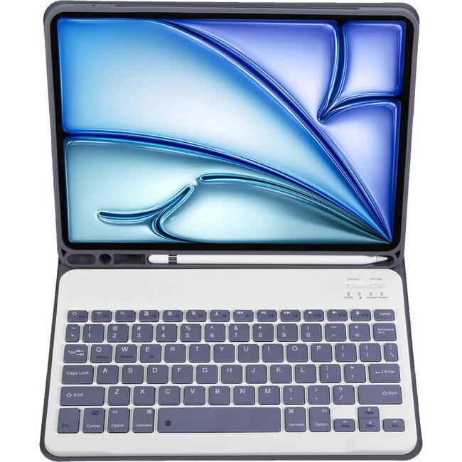 Case2go - Bluetooth Toetsenbord hoes geschikt voor Apple iPad Air (2024) / Apple iPad Air (2025) - 11 Inch - QWERTY - Auto Wake/Sleep functie - Met Pencil Houder - Paars
