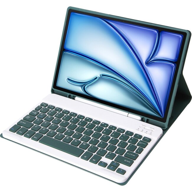 Case2go - Bluetooth Toetsenbord hoes geschikt voor Apple iPad Air (2024) / Apple iPad Air (2025) - 11 Inch - QWERTY - Auto Wake/Sleep functie - Met Pencil Houder - Donker Groen