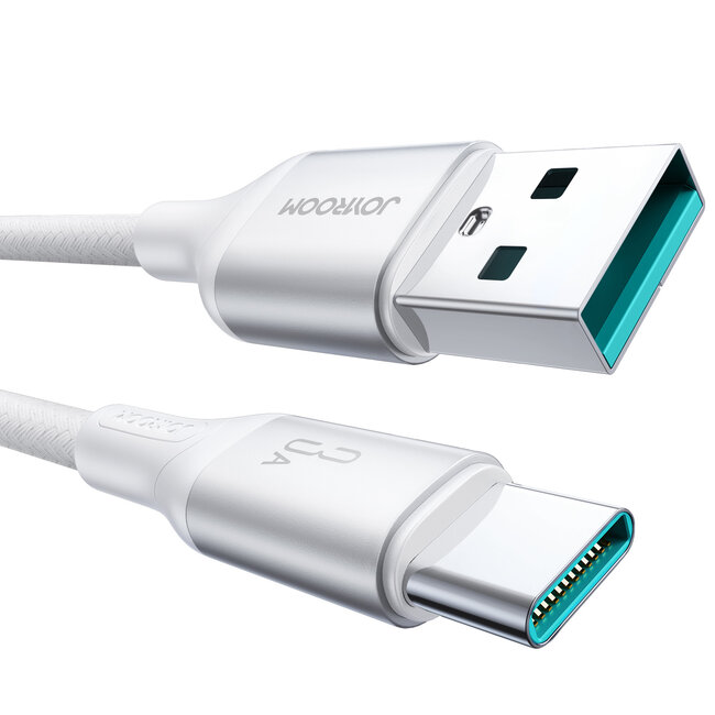 Joyroom - Flash Series - 3A - Usb A naar Type C kabel - Snellader - Nylon - 2 Meter - Wit