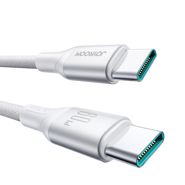 Joyroom - Flash Series - 60W - Type C naar Type C kabel - Nylon - 2 Meter - Wit