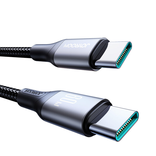 Joyroom - Flash Series - 60W - Type C naar Type C kabel - Nylon - 2 Meter - Zwart