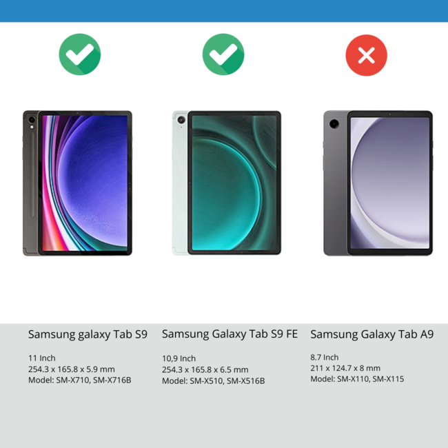 Case2go - Bluetooth Toetsenbord geschikt voor Samsung Galaxy Tab S9/S9 FE (2023) - Met stylus pen houder - QWERTY Keyboard case - Zwart