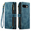 CaseMe - Hoesje geschikt voor Google Pixel 9a - Vintage Wallet Book Case Ritssluiting - Met Magneetsluiting - Blauw