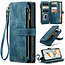 CaseMe - Hoesje geschikt voor Google Pixel 9a - Vintage Wallet Book Case Ritssluiting - Met Magneetsluiting - Blauw