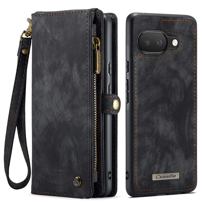 CaseMe - Telefoonhoesje geschikt voor Google Pixel 9a - 2 in 1 Book Case en Back Cover - Zwart
