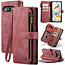 CaseMe CaseMe - Hoesje geschikt voor Google Pixel 9a - Vintage Wallet Book Case Ritssluiting - Met Magneetsluiting - Rood
