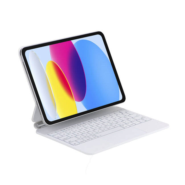 Case2go - Bluetooth Toetsenbord Hoes geschikt voor Apple iPad 11 (2025) A16 / Apple iPad 10.9 (2022) - Met Auto/Wake Functie - Touchpad - Bluetooth Magnetisch Keyboard Case - Wit