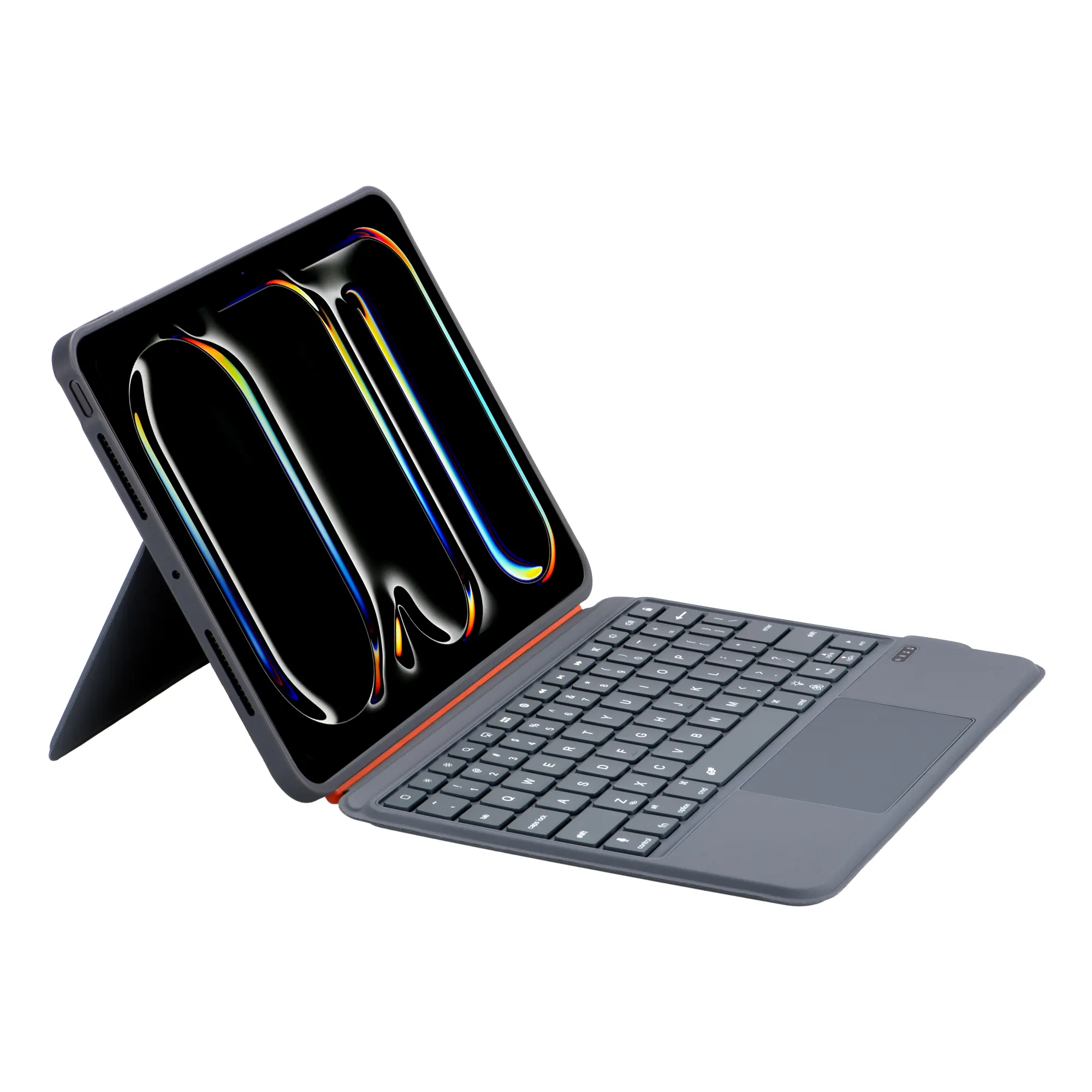 Case2go - Bluetooth Tablettoetsenbord geschikt voor Apple iPad Air 13 (2024/2025) / Apple iPad Pro 12.9 (2018/2020/2021) - Oplaadbaar - USB-C - Touchpad - Magnetisch toetsenbord - Grijs afbeelding