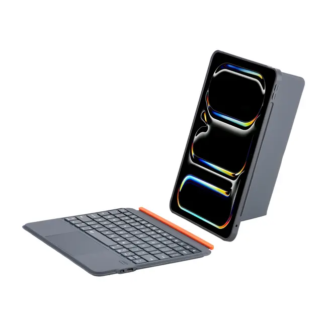Case2go - Bluetooth Tablettoetsenbord geschikt voor Apple iPad Air 13 (2024/2025) / Apple iPad Pro 12.9 (2018/2020/2021) - Oplaadbaar - USB-C - Touchpad - Magnetisch toetsenbord - Grijs