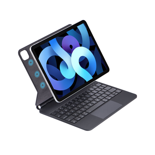 Case2go - Bluetooth Toetsenbord Hoes geschikt voor Apple iPad Air 13 (2024/2025) / Apple iPad Pro 12.9 (2018/2020/2021) - Met Auto/Wake Functie - Touchpad - Bluetooth Magnetisch Keyboard Case - Zwart