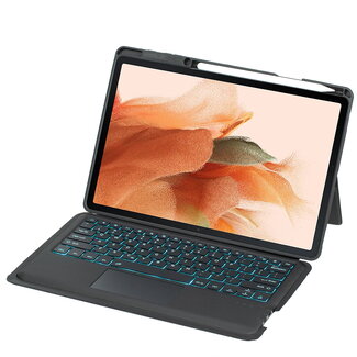 Case2go Tablet Toetsenbord Hoes geschikt voor Samsung Galaxy Tab S10 Ultra / S9 Ultra / S8 Ultra - Magnetisch Toetsenbord - Met Stylus Pen Houder - Met Toetsenbord Verlichting - Zwart