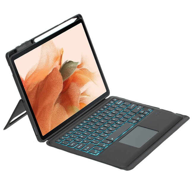 Tablet Toetsenbord Hoes geschikt voor Samsung Galaxy Tab S10 Ultra / S9 Ultra / S8 Ultra - Magnetisch Toetsenbord - Met Stylus Pen Houder - Met Toetsenbord Verlichting - Zwart