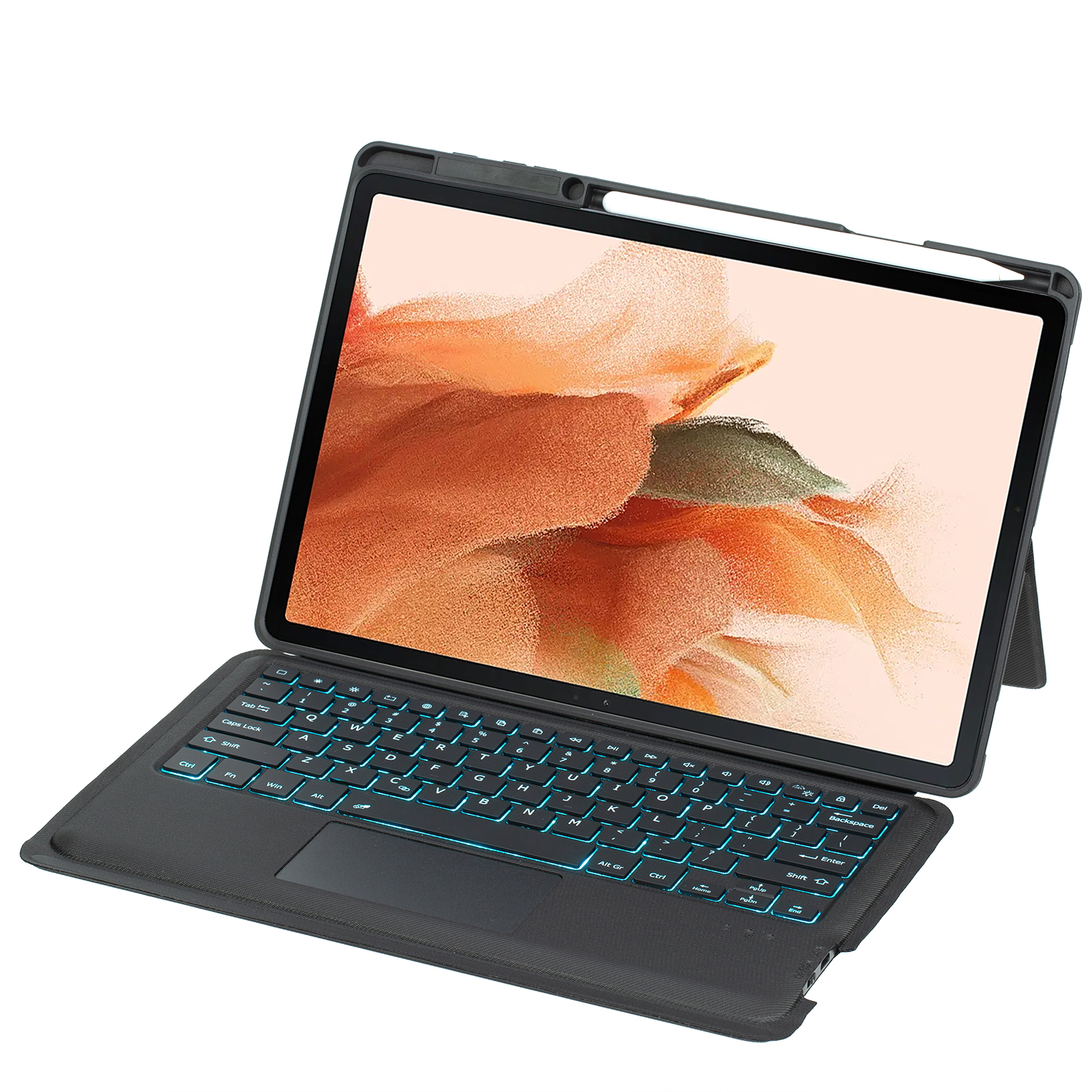 Tablet Toetsenbord Hoes geschikt voor Samsung Galaxy Tab S10 Plus / S9 FE Plus / S9 Plus - Magnetisch Toetsenbord - Met Stylus Pen Houder - Met Toetsenbord Verlichting - Zwart afbeelding