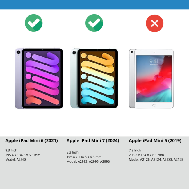 Case2go - Bluetooth Toetsenbord Hoes geschikt voor de Apple iPad Mini 7 (2024) / iPad Mini 6 (2021) - QWERTY - iPad Hoes met Stylus Pen Houder - Donker Blauw