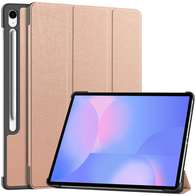 Case2go - Tablet hoes geschikt voor Samsung Galaxy Tab S10 FE Plus - 13.1 Inch - Tri-Fold Book Case - Auto/Wake functie - Rose Goud