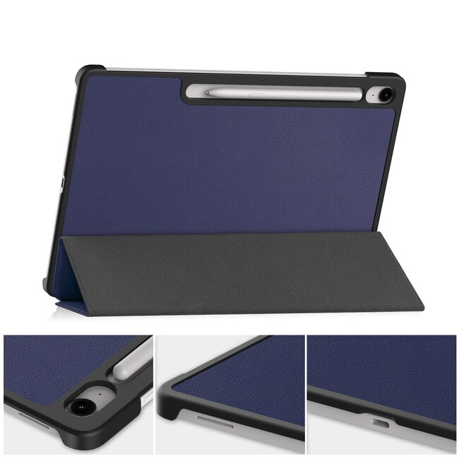 Case2go - Tablet hoes geschikt voor Samsung Galaxy Tab S10 FE Plus - 13.1 Inch - Tri-Fold Book Case - Auto/Wake functie - Blauw