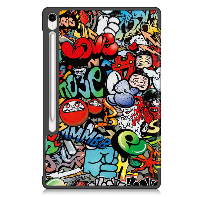 Case2go - Tablet hoes geschikt voor Samsung Galaxy Tab S10 FE Plus - 13.1 Inch - Tri-Fold Book Case - Auto/Wake functie - Grafitti
