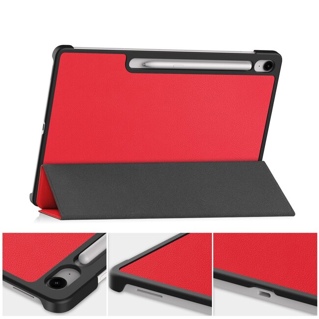 Case2go - Tablet hoes geschikt voor Samsung Galaxy Tab S10 FE Plus - 13.1 Inch - Tri-Fold Book Case - Auto/Wake functie - Rood