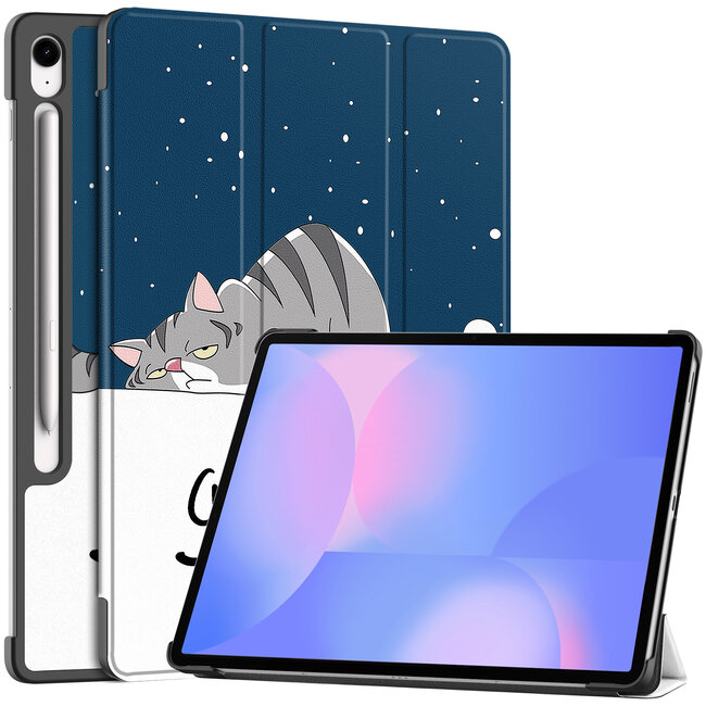 Case2go - Tablet hoes geschikt voor Samsung Galaxy Tab S10 FE Plus - 13.1 Inch - Tri-Fold Book Case - Auto/Wake functie - Good Night