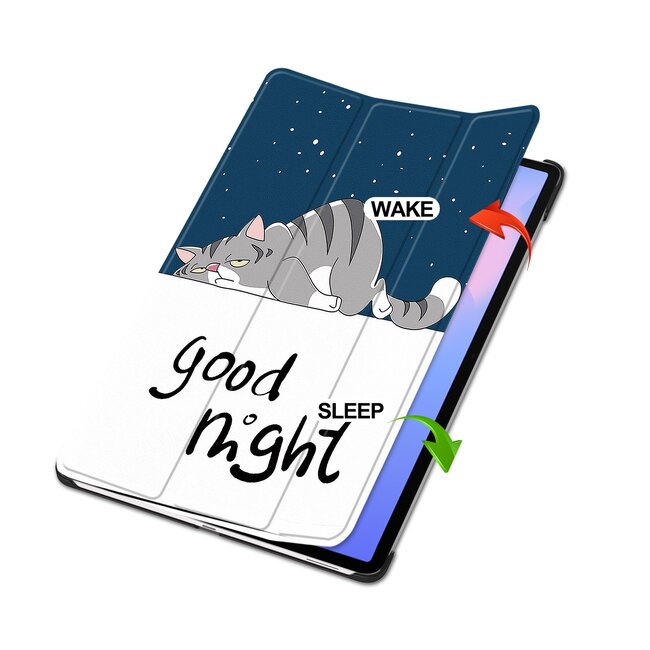 Case2go - Tablet hoes geschikt voor Samsung Galaxy Tab S10 FE Plus - 13.1 Inch - Tri-Fold Book Case - Auto/Wake functie - Good Night