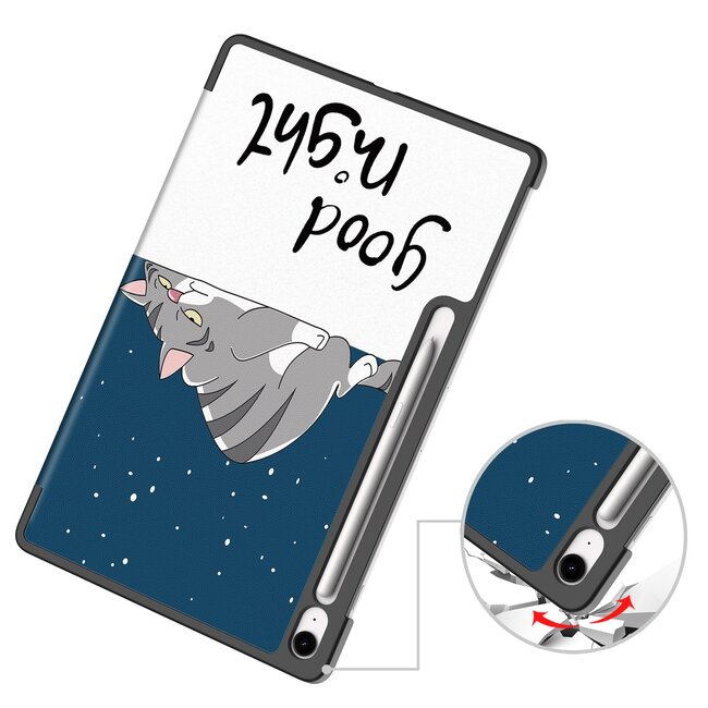 Case2go - Tablet hoes geschikt voor Samsung Galaxy Tab S10 FE Plus - 13.1 Inch - Tri-Fold Book Case - Auto/Wake functie - Good Night