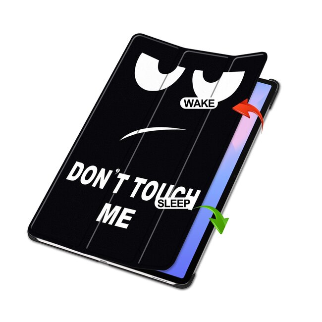 Case2go - Tablet hoes geschikt voor Samsung Galaxy Tab S10 FE Plus - 13.1 Inch - Tri-Fold Book Case - Auto/Wake functie - Don't Touch Me