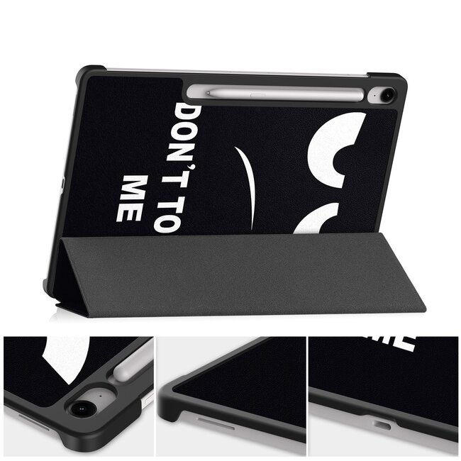 Case2go - Tablet hoes geschikt voor Samsung Galaxy Tab S10 FE Plus - 13.1 Inch - Tri-Fold Book Case - Auto/Wake functie - Don't Touch Me