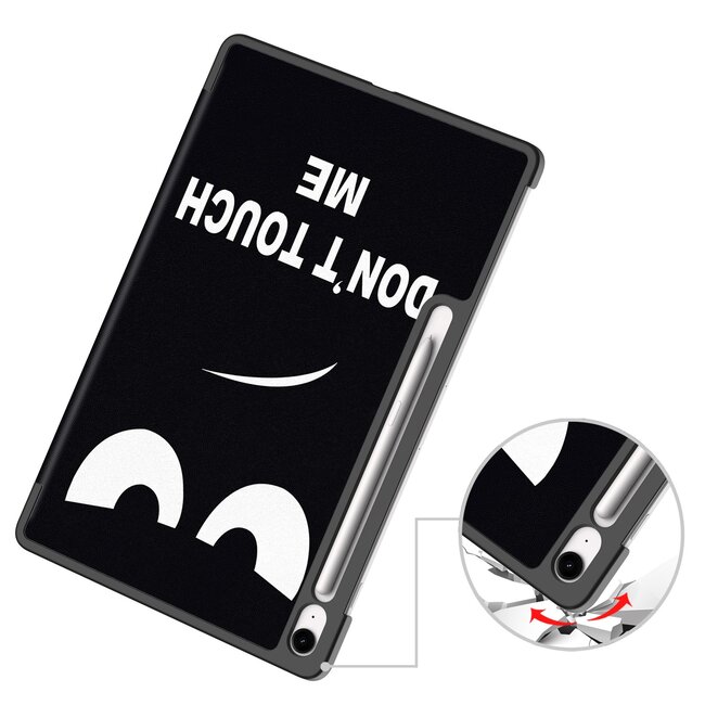 Case2go - Tablet hoes geschikt voor Samsung Galaxy Tab S10 FE Plus - 13.1 Inch - Tri-Fold Book Case - Auto/Wake functie - Don't Touch Me