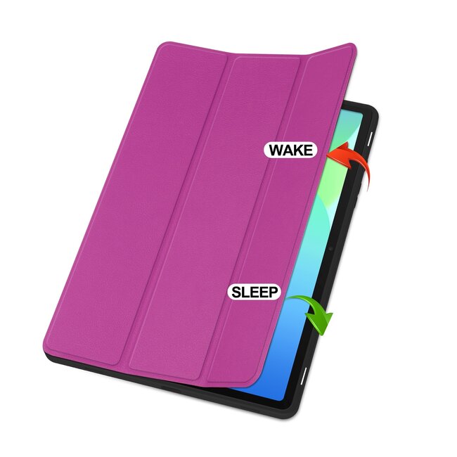 Case2go - Tablet hoes geschikt voor Samsung Galaxy Tab S10 FE (2025) - 10.9 Inch - Tri-fold hoes met Auto/Wake functie en Magnetische sluiting - TPU Cover Met Pencil Houder - Paars
