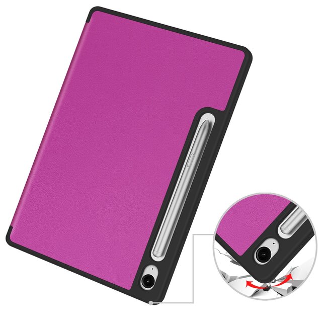 Case2go - Tablet hoes geschikt voor Samsung Galaxy Tab S10 FE (2025) - 10.9 Inch - Tri-fold hoes met Auto/Wake functie en Magnetische sluiting - TPU Cover Met Pencil Houder - Paars