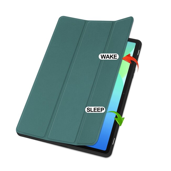 Case2go - Tablet hoes geschikt voor Samsung Galaxy Tab S10 FE (2025) - 10.9 Inch - Tri-fold hoes met Auto/Wake functie en Magnetische sluiting - TPU Cover Met Pencil Houder - Groen