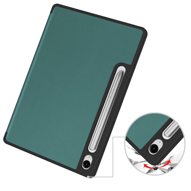 Case2go - Tablet hoes geschikt voor Samsung Galaxy Tab S10 FE (2025) - 10.9 Inch - Tri-fold hoes met Auto/Wake functie en Magnetische sluiting - TPU Cover Met Pencil Houder - Groen