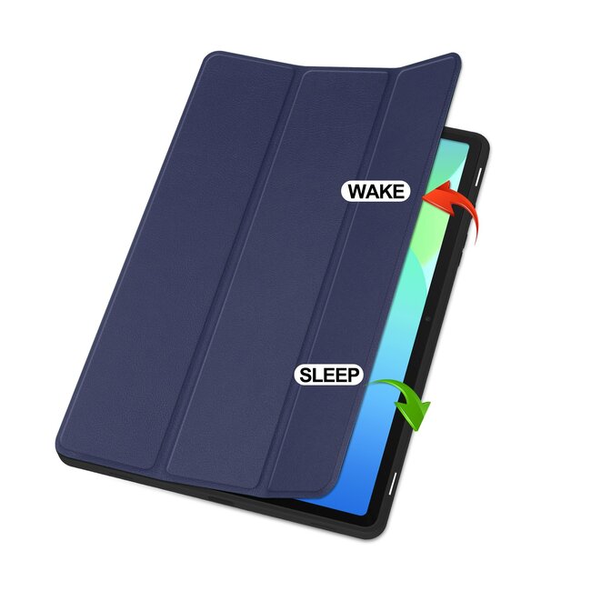 Case2go - Tablet hoes geschikt voor Samsung Galaxy Tab S10 FE (2025) - 10.9 Inch - Tri-fold hoes met Auto/Wake functie en Magnetische sluiting - TPU Cover Met Pencil Houder - Donker Blauw