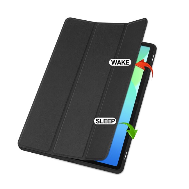 Case2go - Tablet hoes geschikt voor Samsung Galaxy Tab S10 FE (2025) - 10.9 Inch - Tri-fold hoes met Auto/Wake functie en Magnetische sluiting - TPU Cover Met Pencil Houder - Zwart