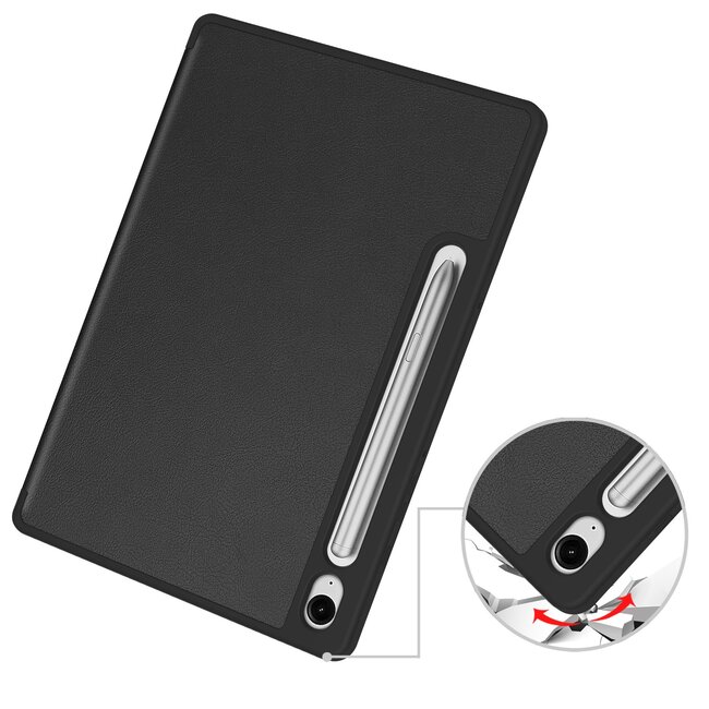 Case2go - Tablet hoes geschikt voor Samsung Galaxy Tab S10 FE (2025) - 10.9 Inch - Tri-fold hoes met Auto/Wake functie en Magnetische sluiting - TPU Cover Met Pencil Houder - Zwart