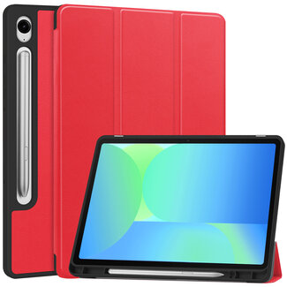 Case2go Case2go - Tablet hoes geschikt voor Samsung Galaxy Tab S10 FE (2025) - 10.9 Inch - Tri-fold hoes met Auto/Wake functie en Magnetische sluiting - TPU Cover Met Pencil Houder - Rood