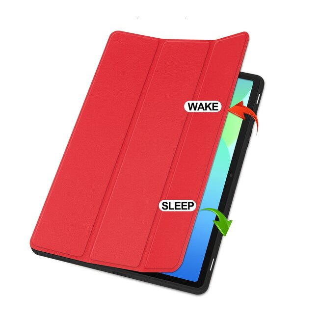 Case2go - Tablet hoes geschikt voor Samsung Galaxy Tab S10 FE (2025) - 10.9 Inch - Tri-fold hoes met Auto/Wake functie en Magnetische sluiting - TPU Cover Met Pencil Houder - Rood